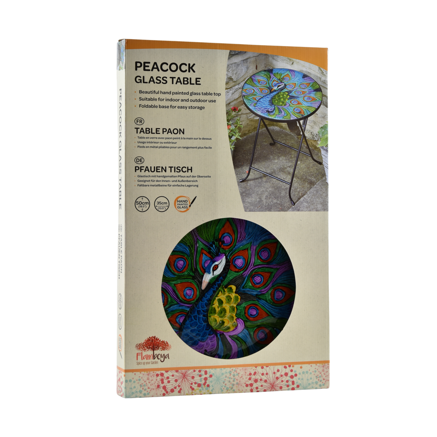 Peacock Table ⸱ sklenený záhradný stolík