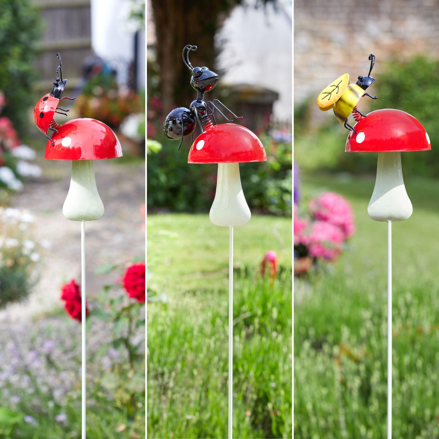 Barmy Shrooms Bugs ⸱ zápichy do záhrady s muchotrávkami (sada 3ks)