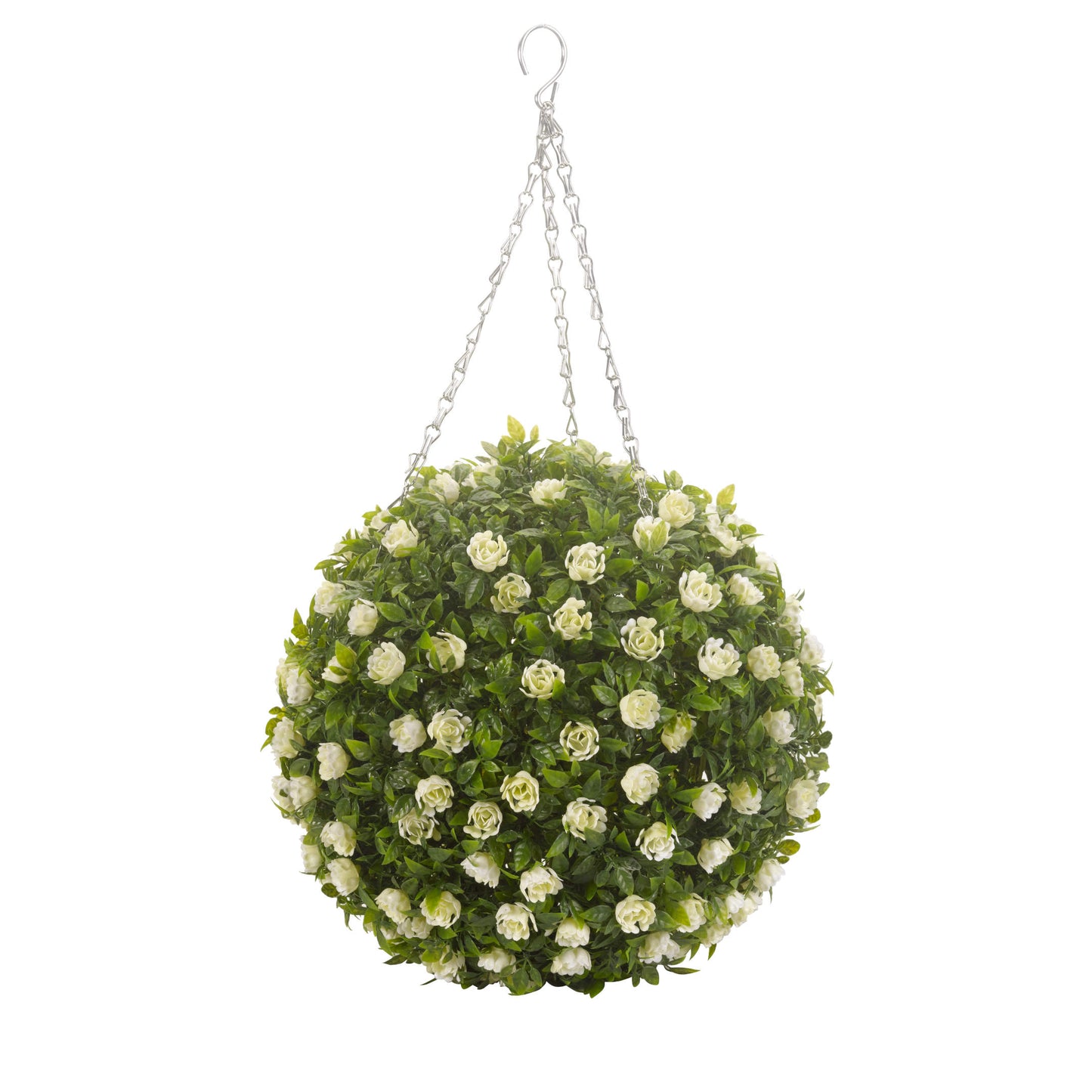 Topiary White Rose Ball  ⸱ závesná guľa z umelej ruže s bielymi kvetmi