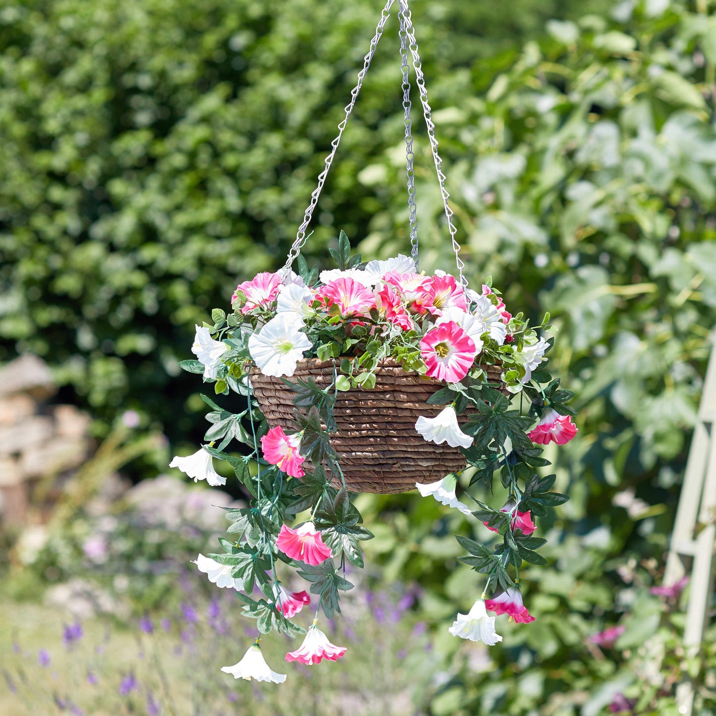 Summer Bloom ⸱ košík s umelými kvetmi na zavesenie
