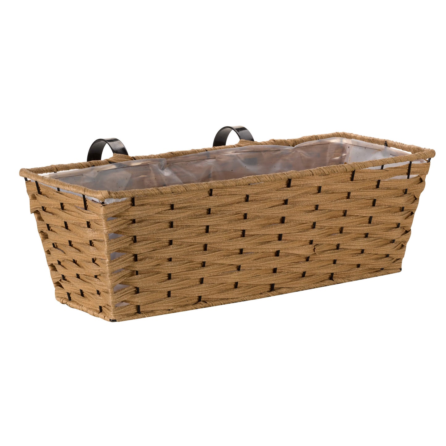 19" Bari Faux Rattan Sand ⸱ závesný balkónový kvetináč 48cm