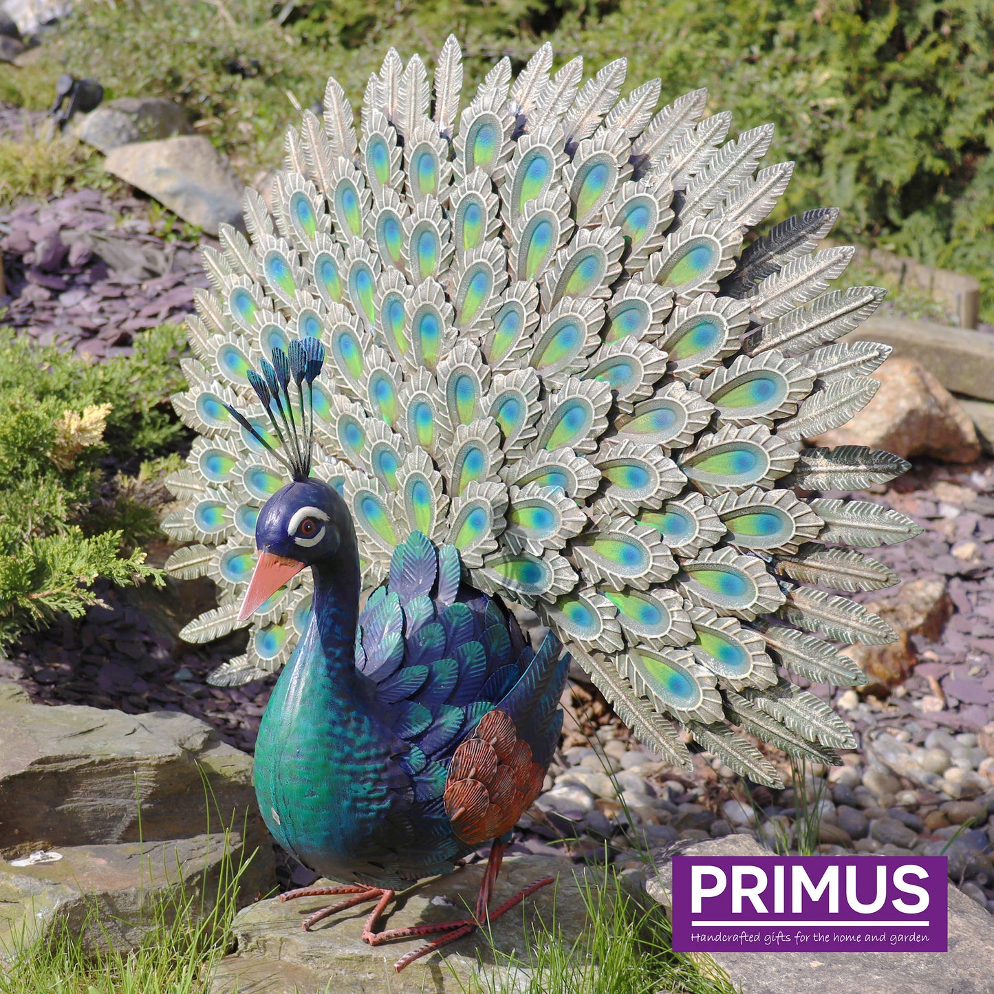 Large Peacock ⸱ kovová socha páva