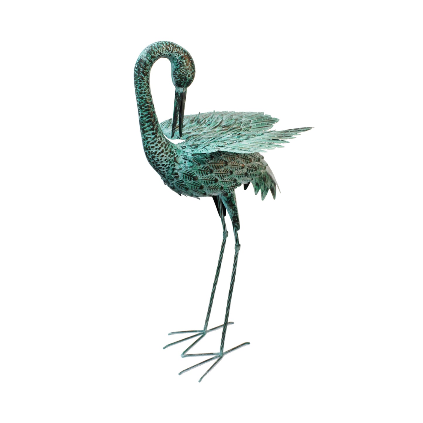 Large Verdigris Pruning Crane ⸱ kovová socha žeriava