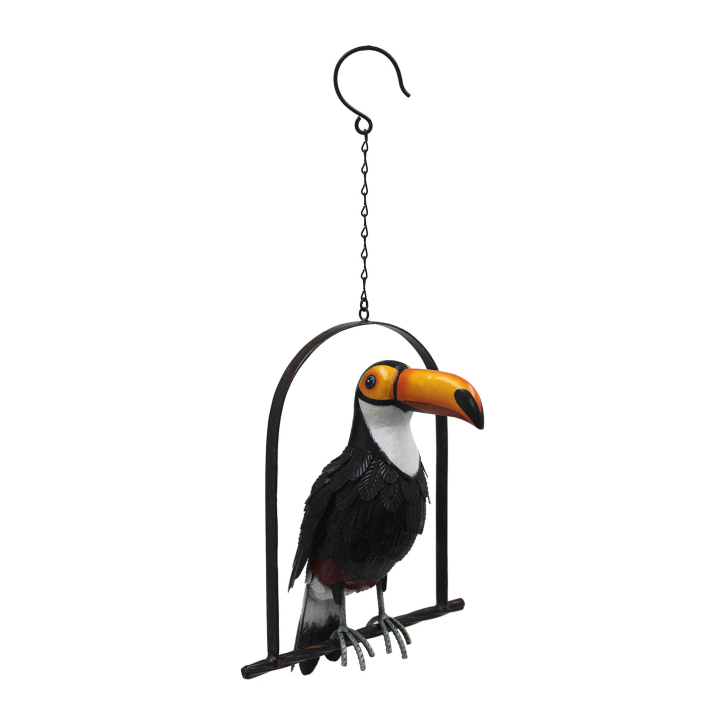 Toucan on Perch ⸱ kovová socha tukana na bidle