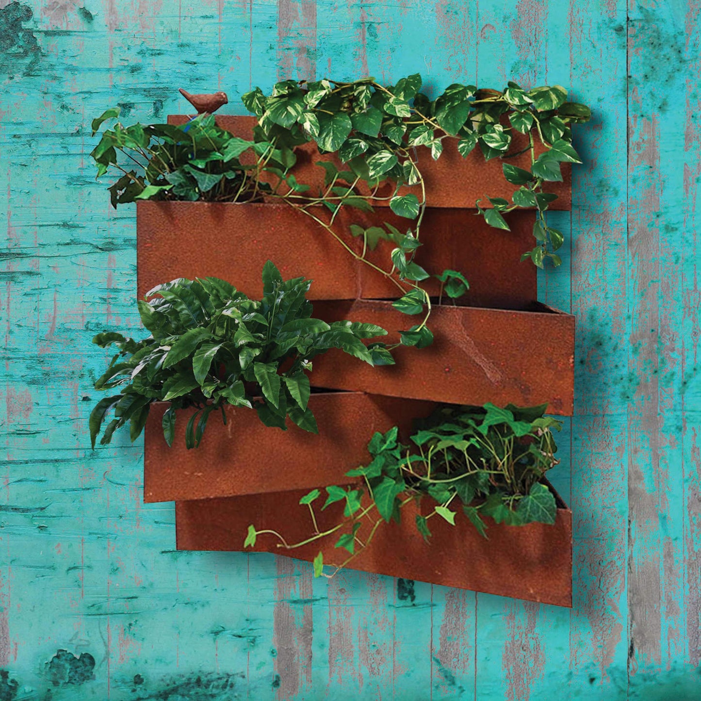 Large Rusted Wall Planter ⸱ kovový dekoračný kvetináč na stenu