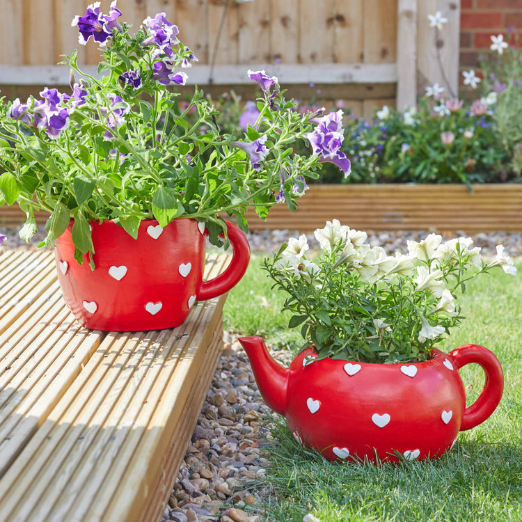 Dekoračné kvetináče Heart Planters - čajník a šálka