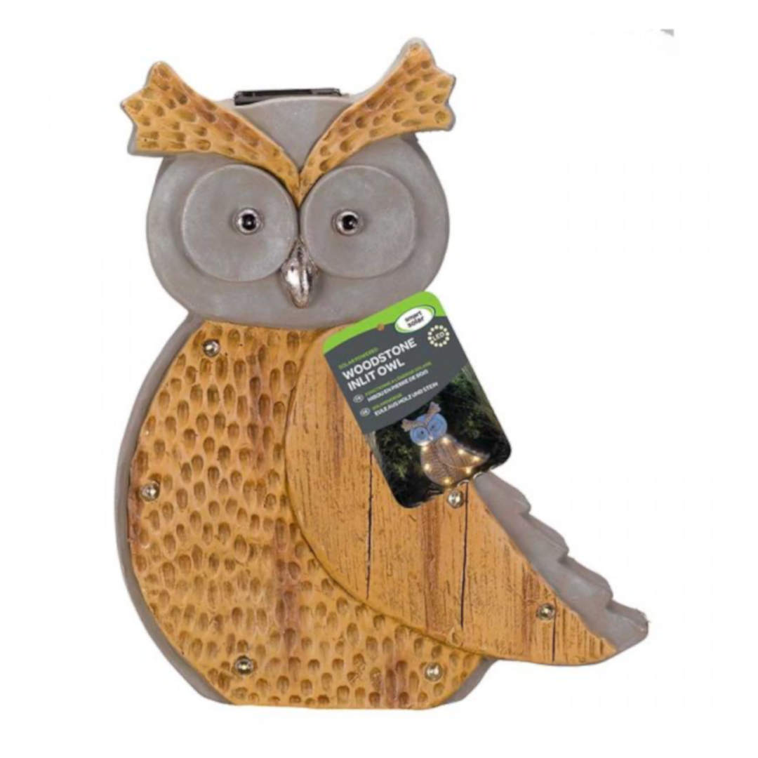 Woodstone Owl ⸱ záhradná figúrka sovy so solárnym svetlom