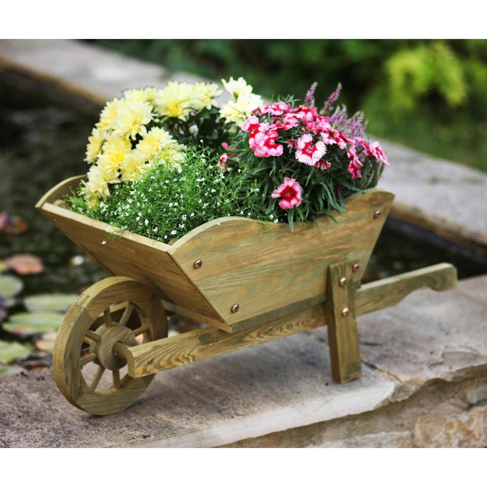 Woodland Wheelbarrow ⸱ drevený fúrik (kvetináč)