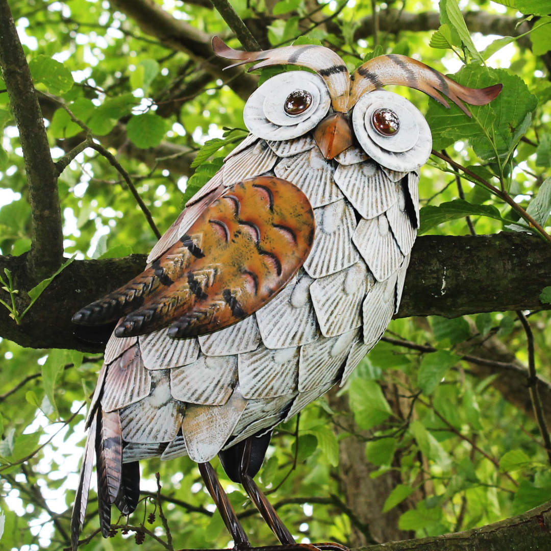 White Owl ⸱ kovová socha sovy