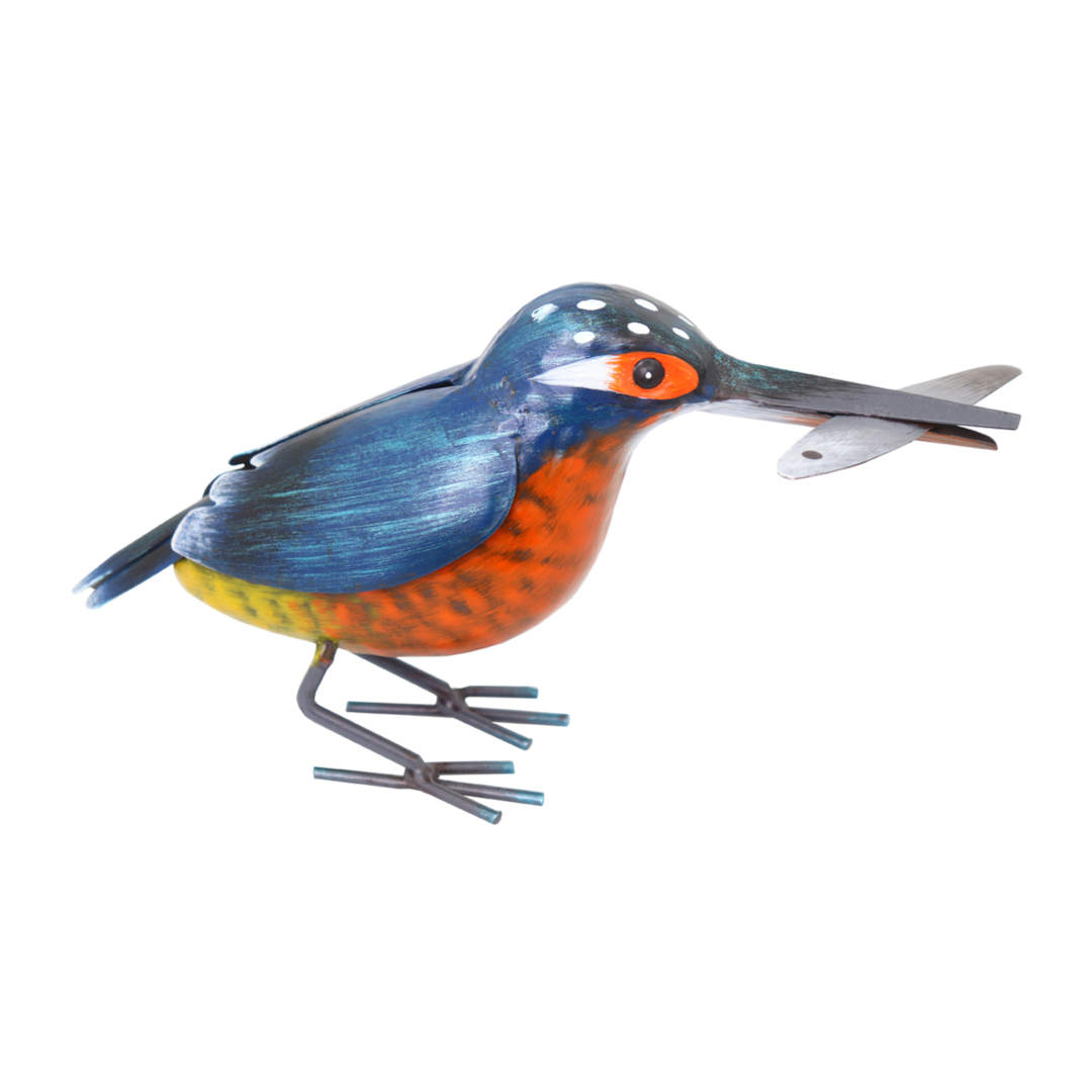 Kingfisher ⸱ kovová figúrka rybárika s úlovkom