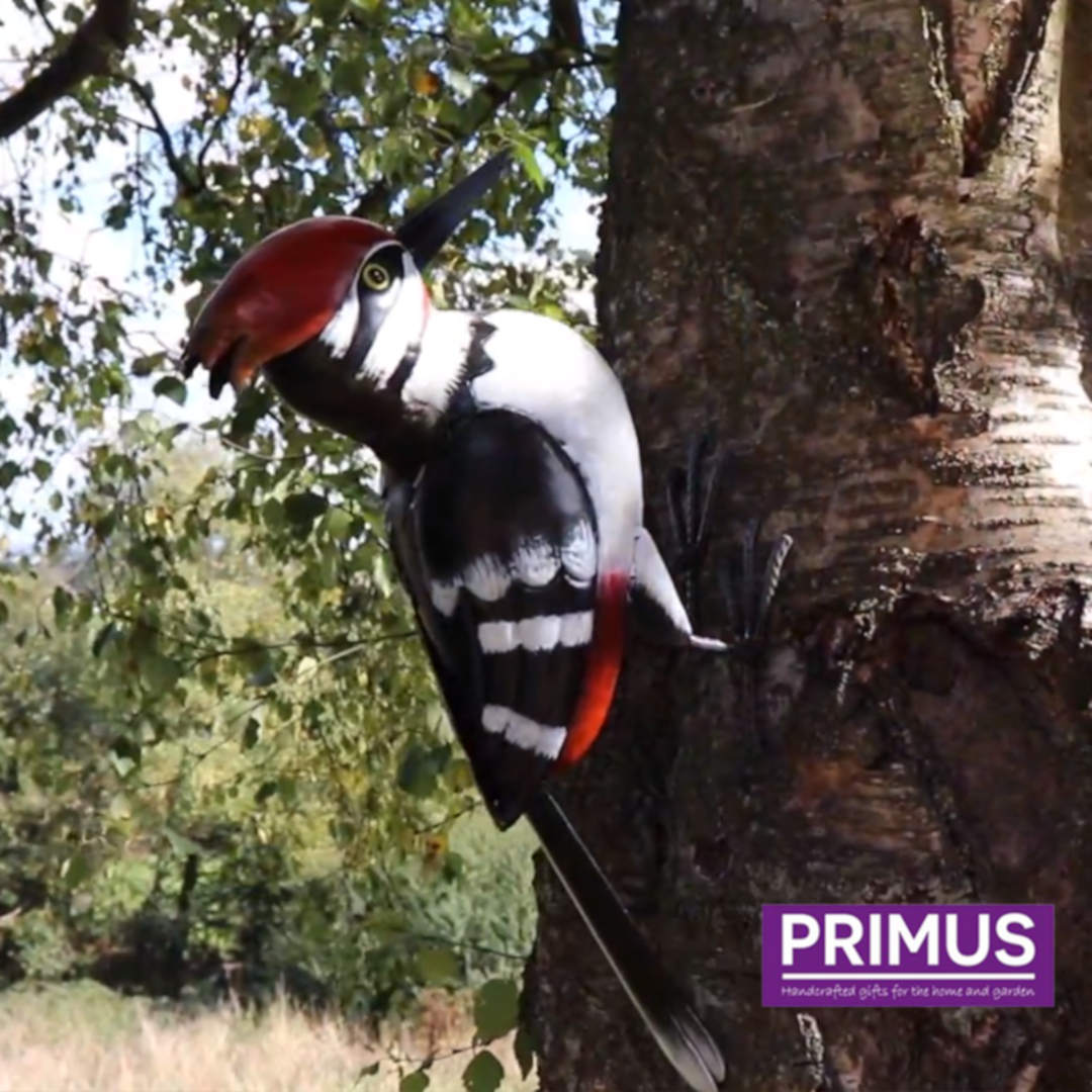 Woodpecker ⸱ kovová socha ďatľa