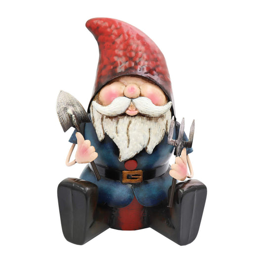 Ready To Dig Gnome ⸱ kovová soška trpaslíka s náradím