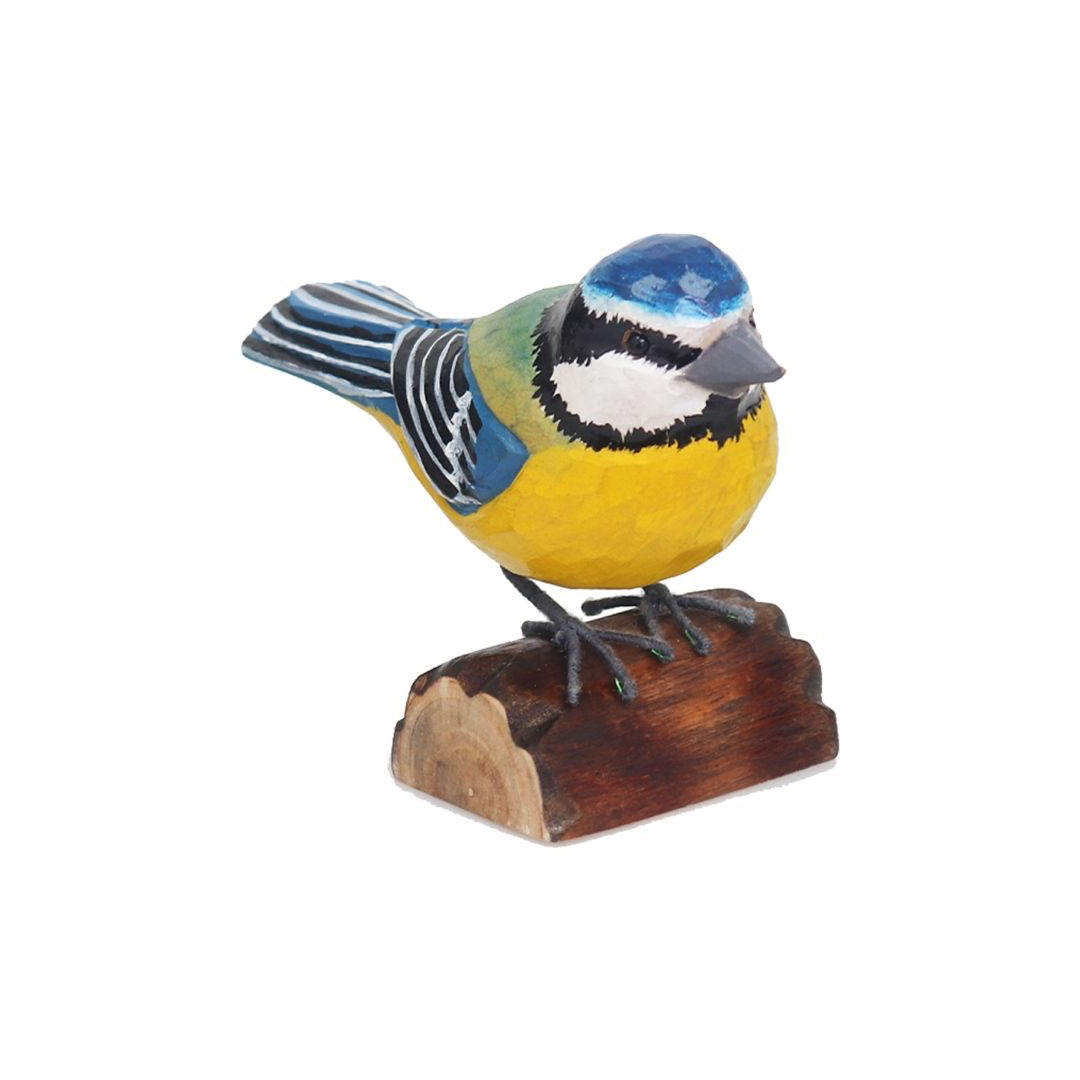 Blue Tit # vyrezavaný drevený vtáčik (sýkorka)